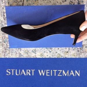 NWT - Stuart Weitzman black suede Anny kitten heels